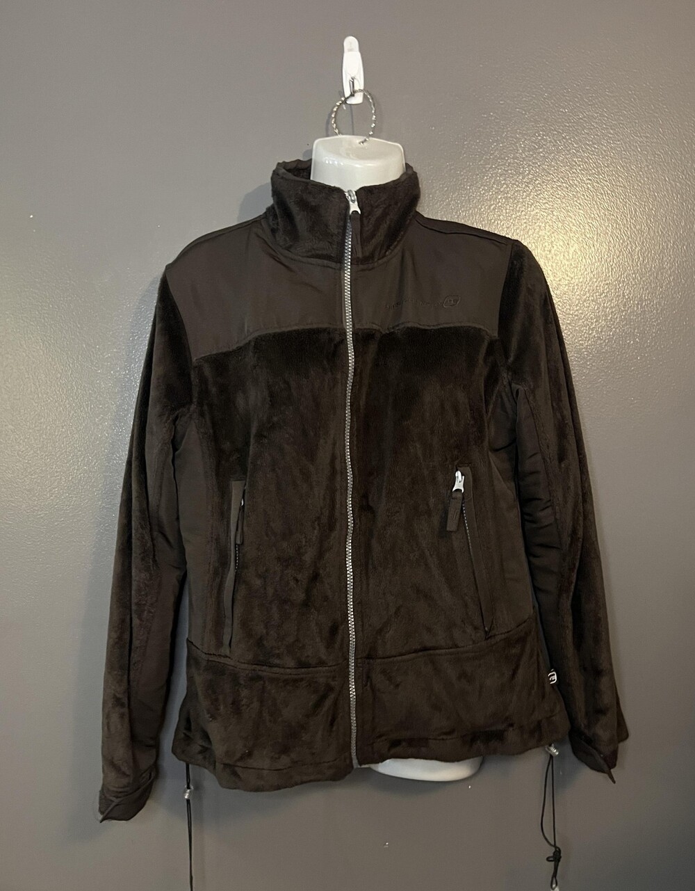 Free Country Jacket Womens Small Brown Plush Fleece Full Zip Zip Pockets Warm